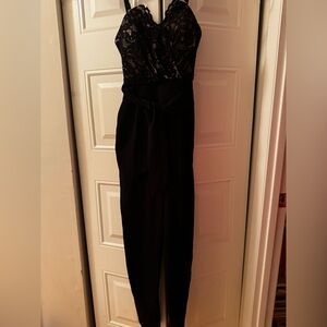 bebe Black Lace Detail Jumpsuit